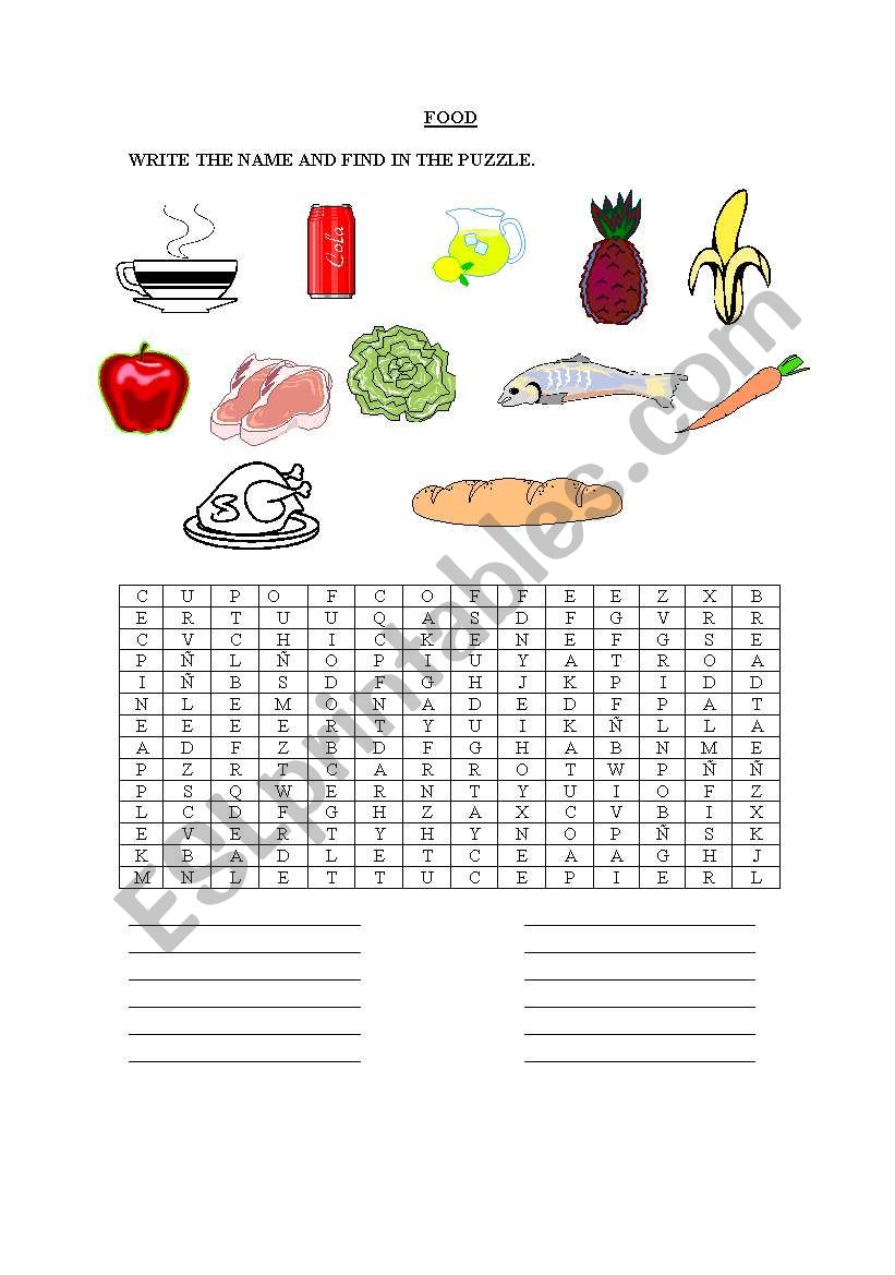 FOOD worksheet