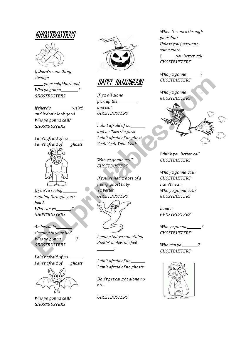Ghostbusters worksheet