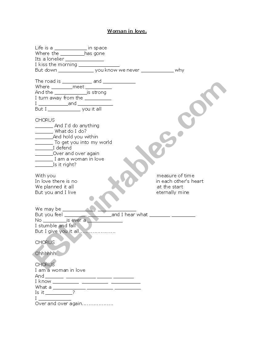 Woman In Love - Song - Exercise