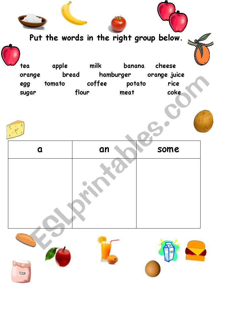 Countable and uncountable worksheet