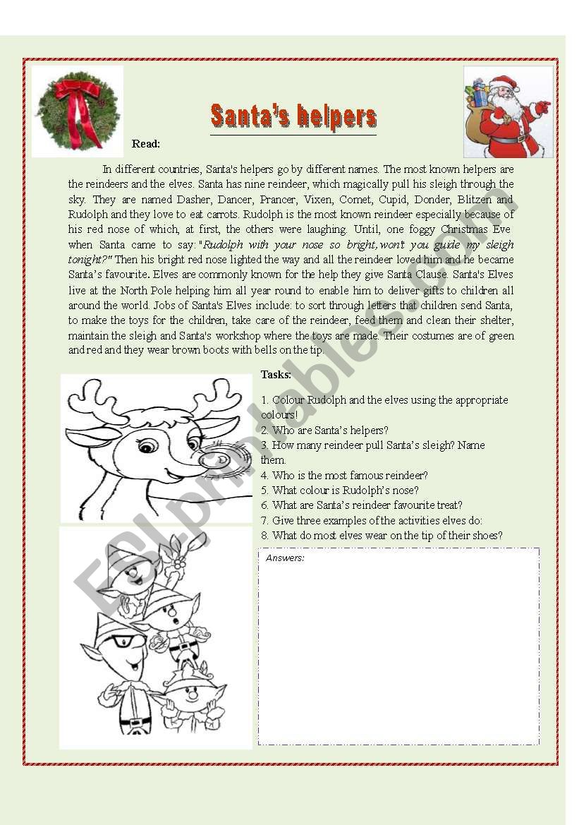 Santa´s helpers - ESL worksheet by mick3y_7