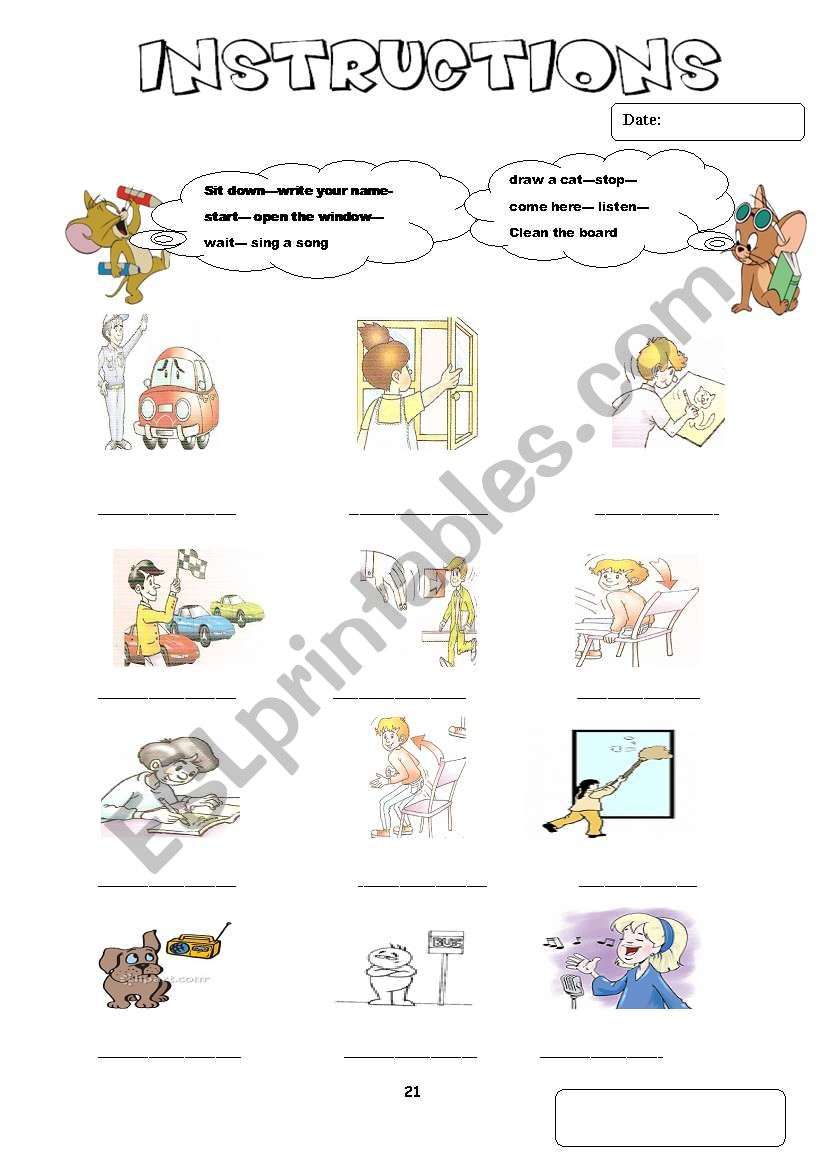 instructions worksheet