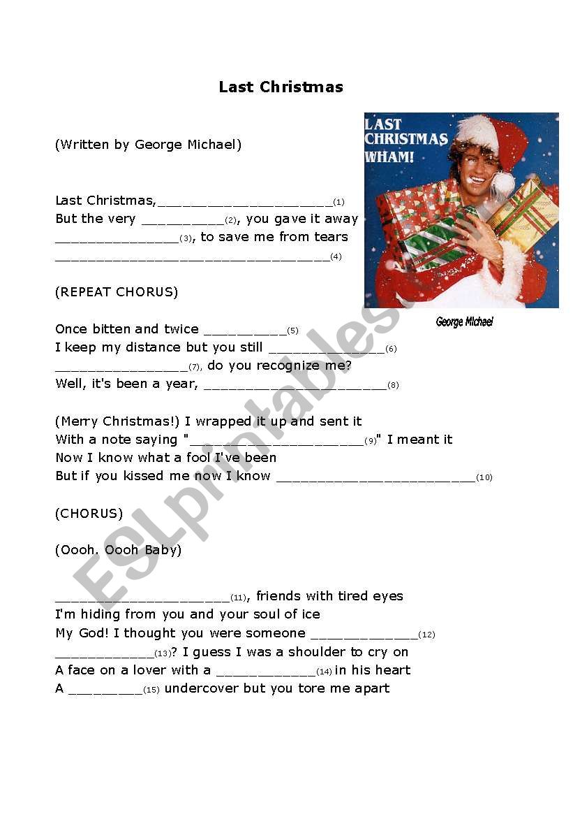 Last Christmas worksheet