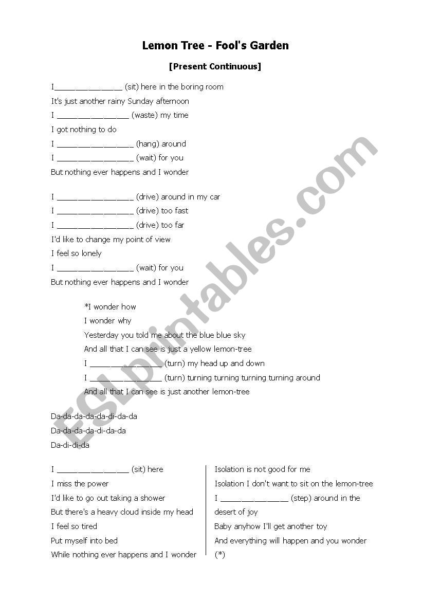 Song for Present Continuous Tense