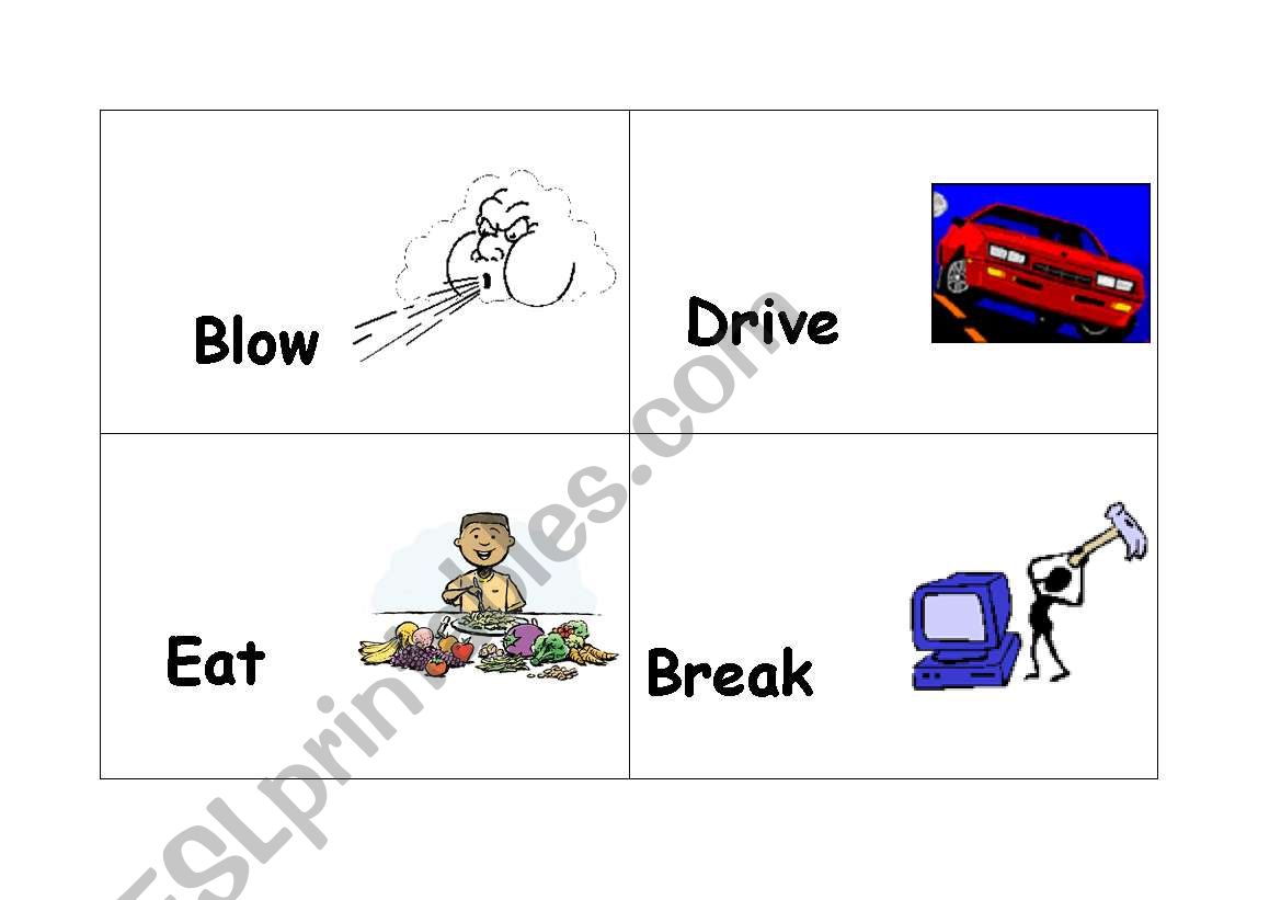 irregular verb flash card worksheet