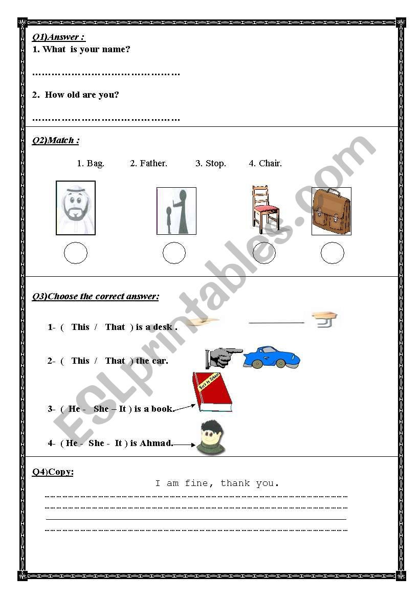 Quiz worksheet