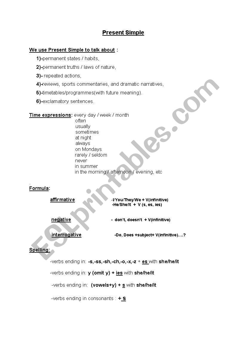 Present Simple worksheet