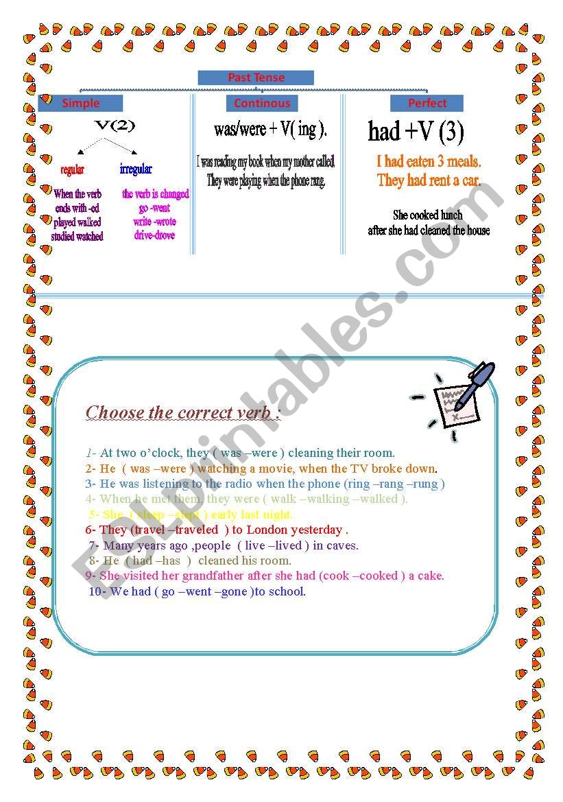 past tense worksheet