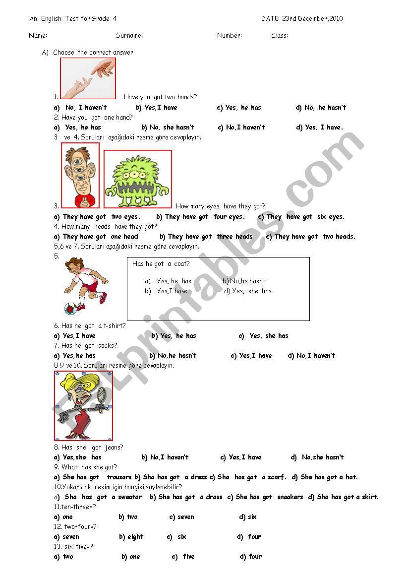 General Test worksheet