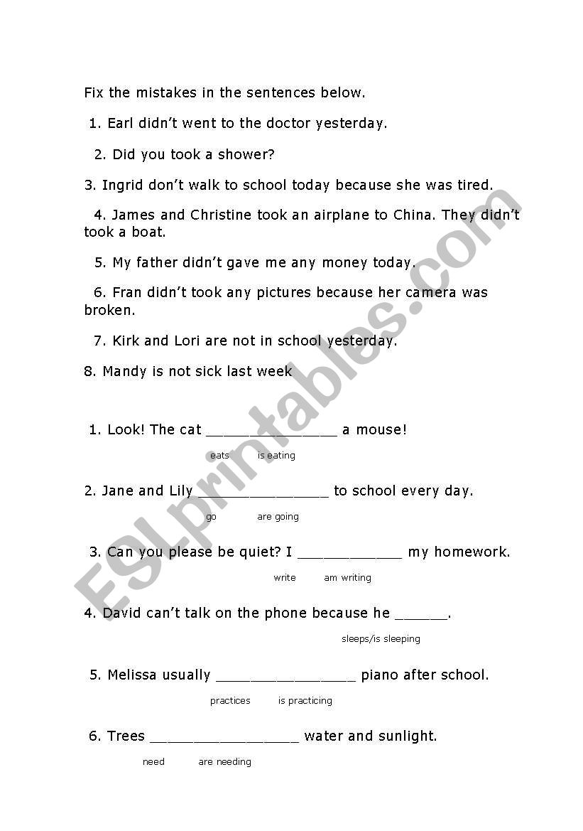 Fix the Mistakes worksheet