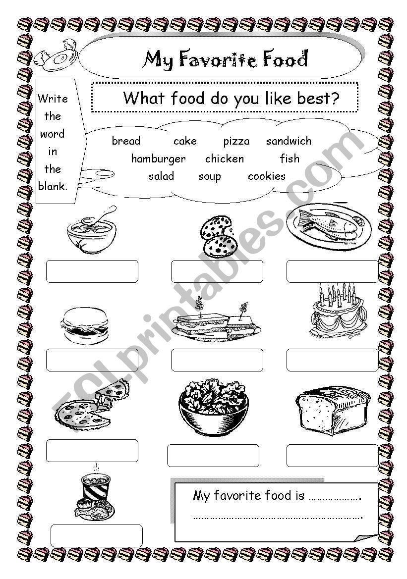 Favorite Food Worksheet Kids