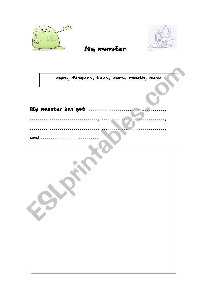 Monster description worksheet