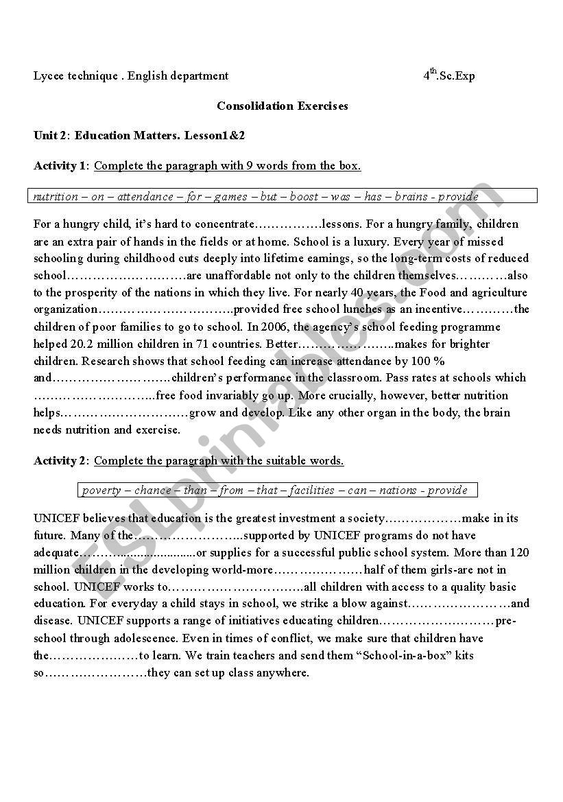 mixed tasks related to 4th form program