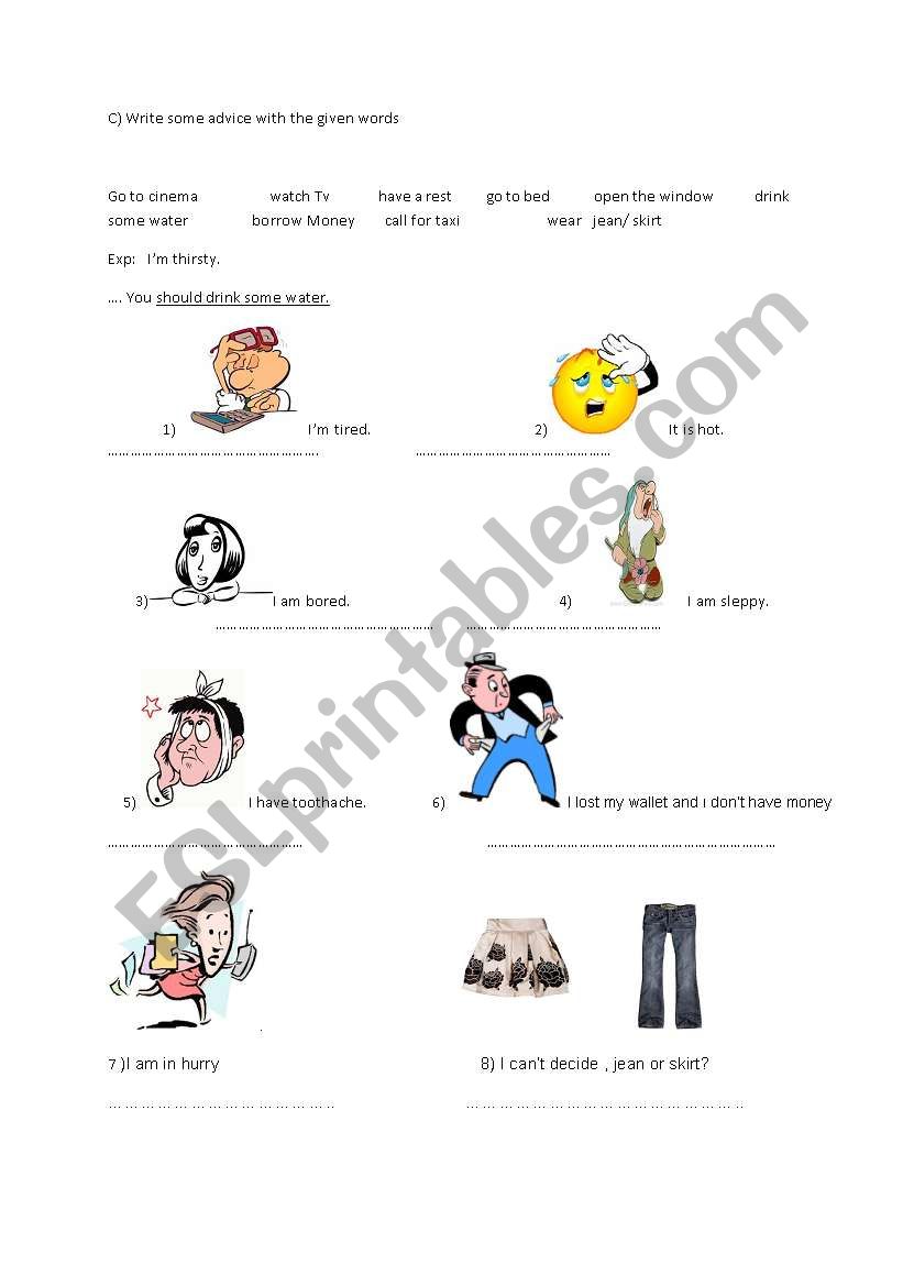 giving advice by using ´ should´ - ESL worksheet by nalmes18