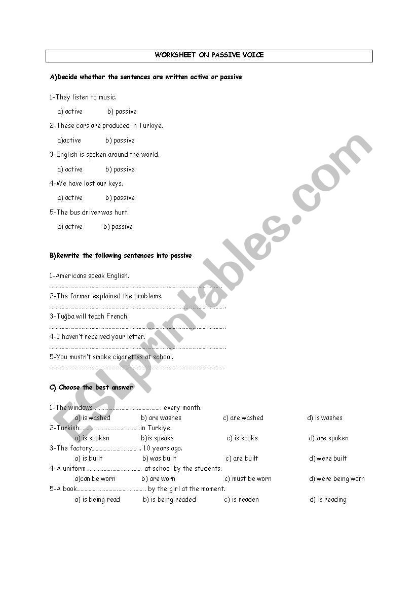 passive voice worksheet