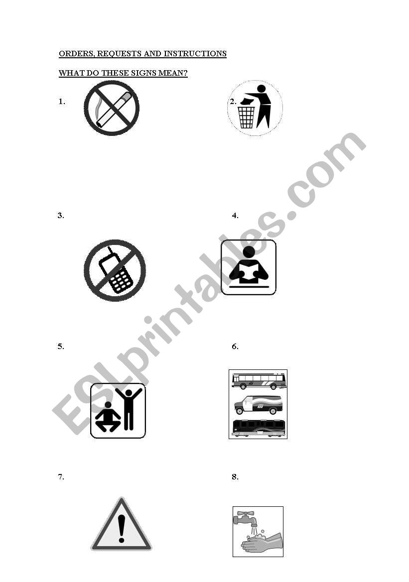 English Worksheets What Do These Signs Mean 