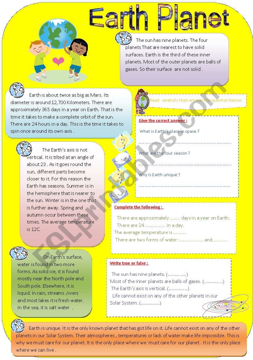 Planet Earth Worksheet