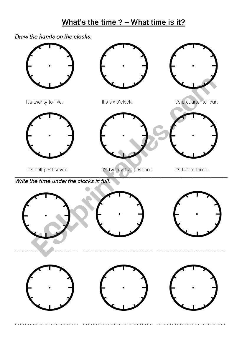 whats the time? worksheet