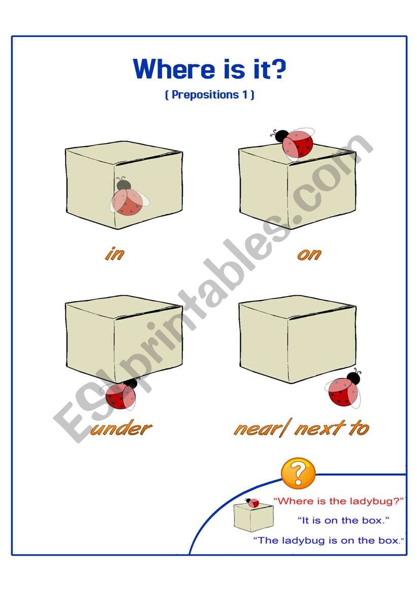 Prepositions Part 1 worksheet