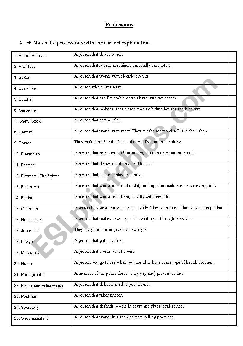 Jobs - ESL worksheet by nialves