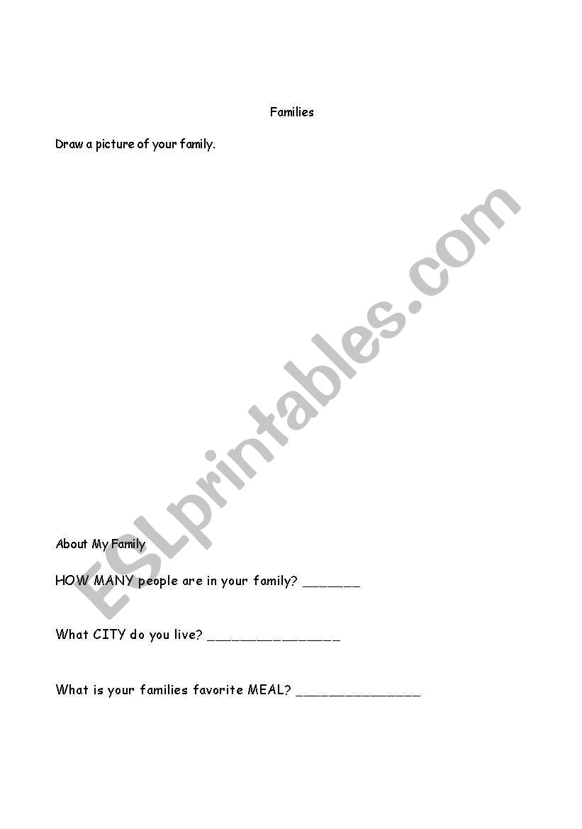 All About My Family worksheet