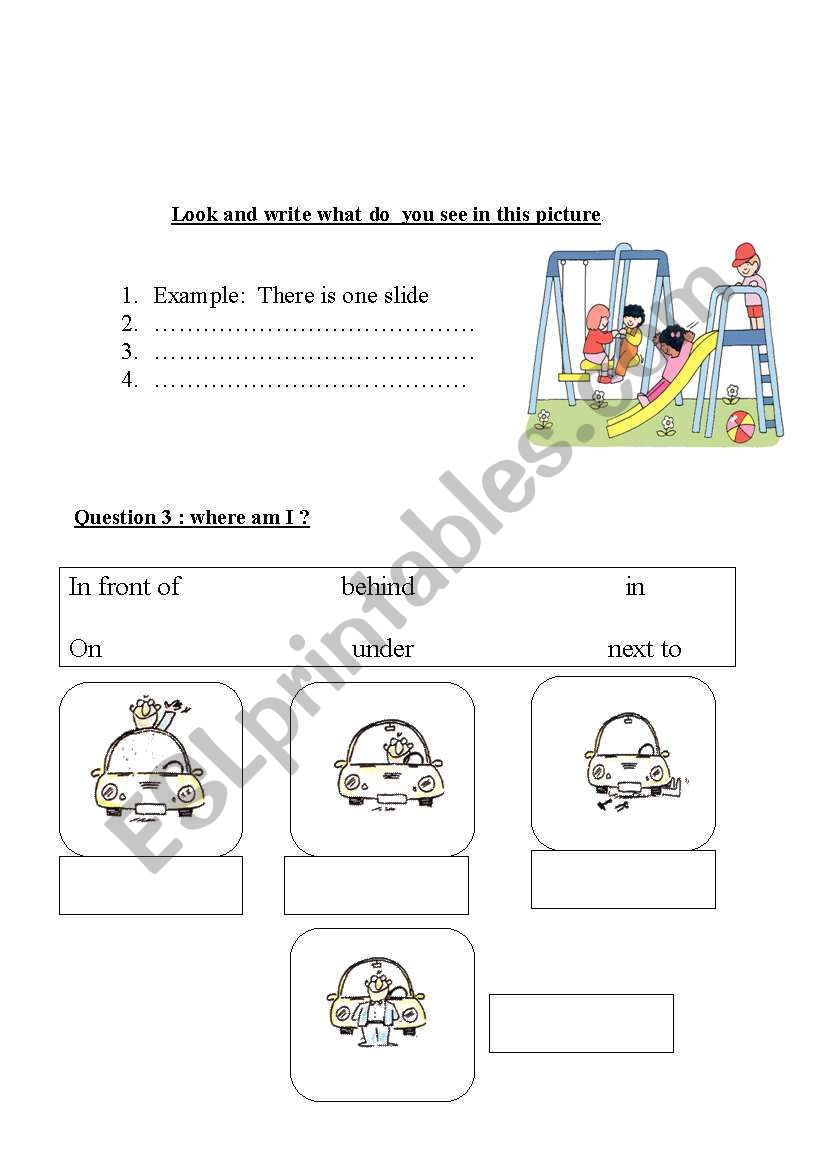  2 pages : playground, preposition, letters, family, how many 
