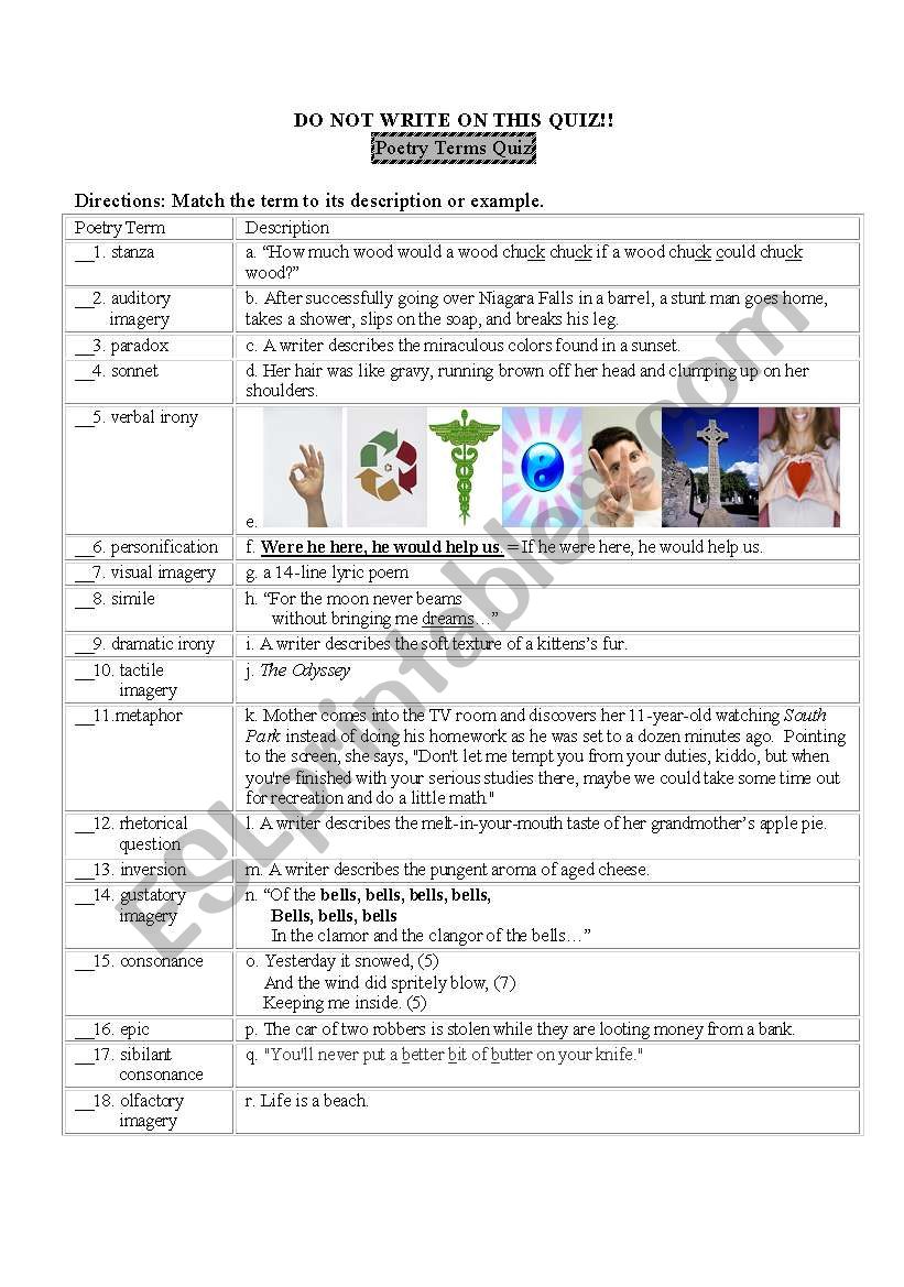 poetry worksheet