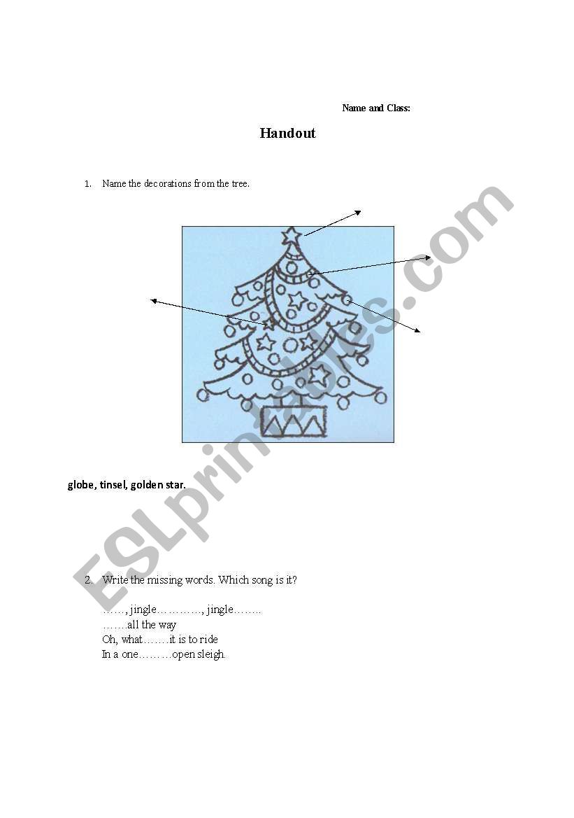 christmas handout worksheet