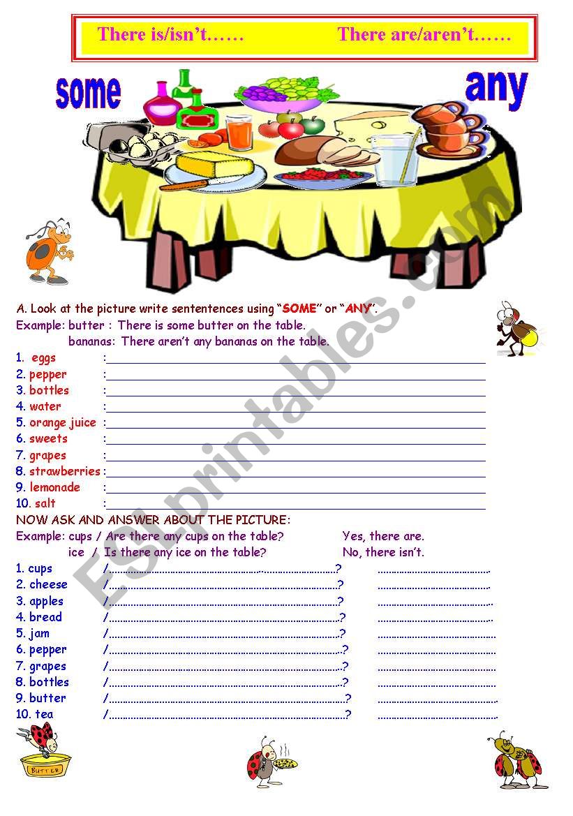 There Is isn t There Are aren t SOME ANY ESL Worksheet By Berfinn