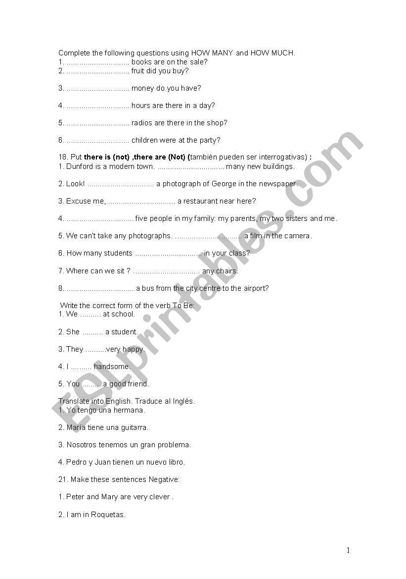 A basic progress check worksheet