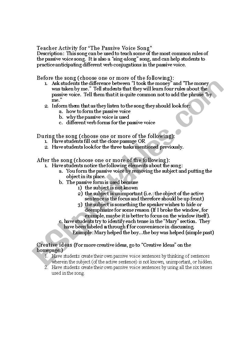 passive voice worksheet