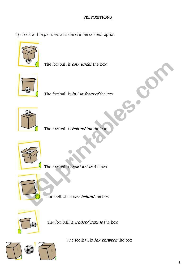 prepositions worksheet