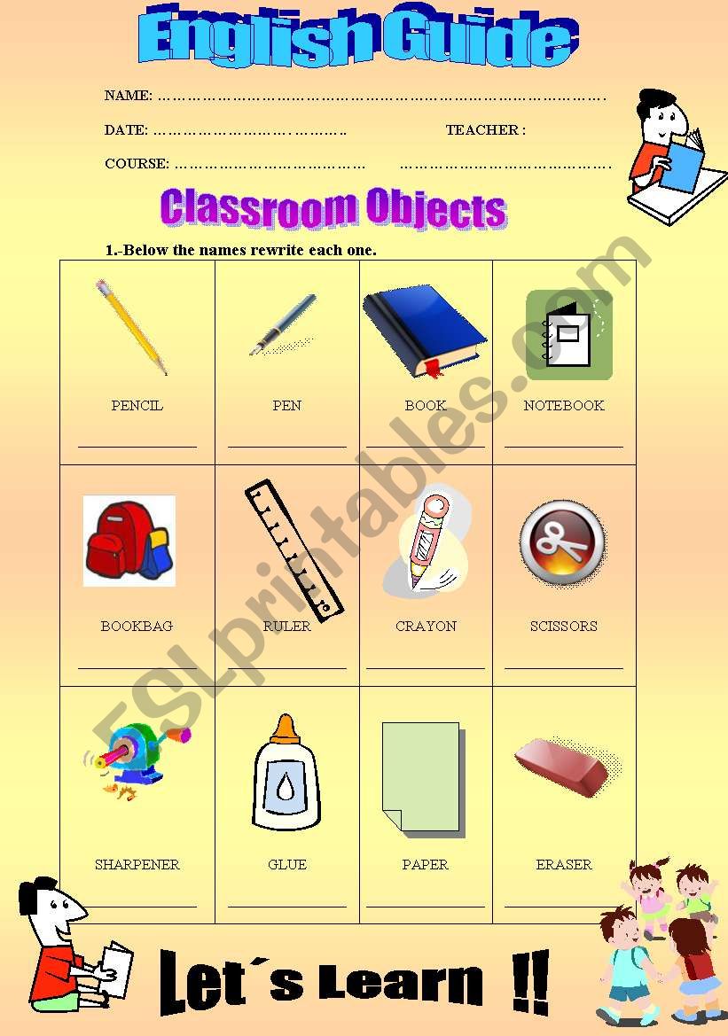 English Guide for Children worksheet