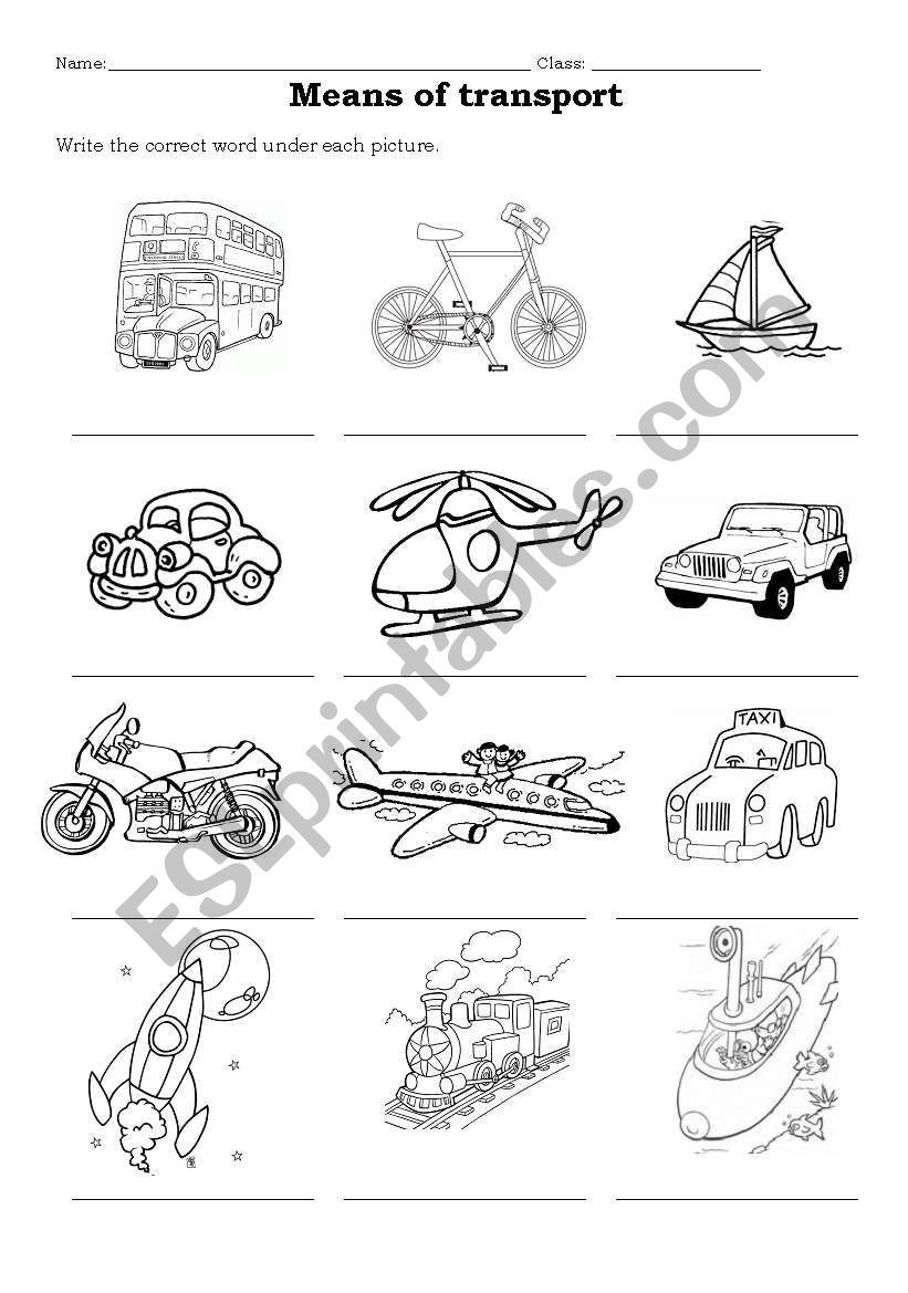 MEANS OF TRANSPORT - ESL worksheet by Aldjia