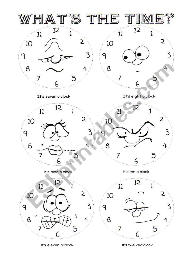 what´s the time? O´clock - ESL worksheet by ingrid10