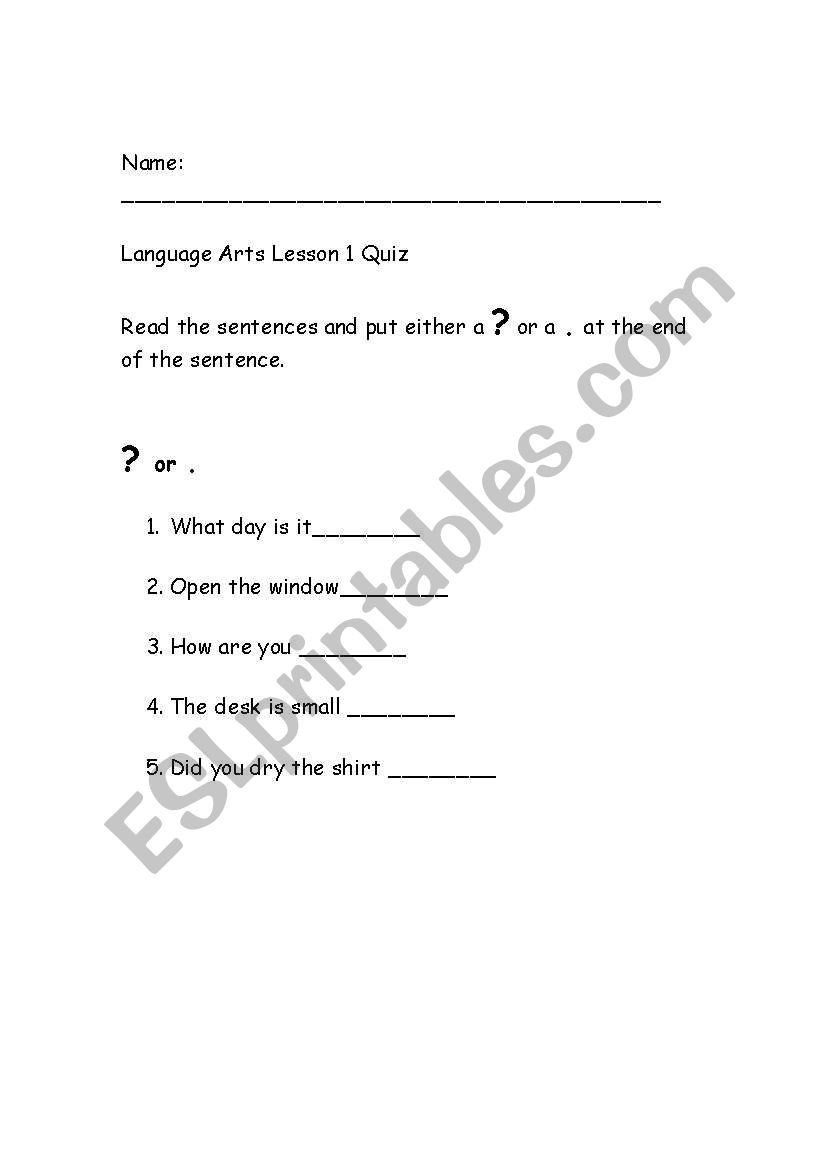 punctuation quiz worksheet