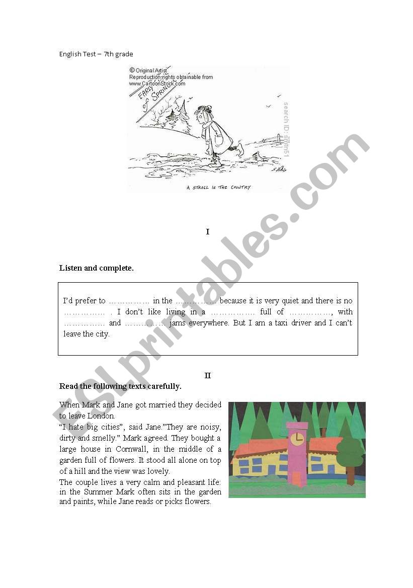 english test worksheet