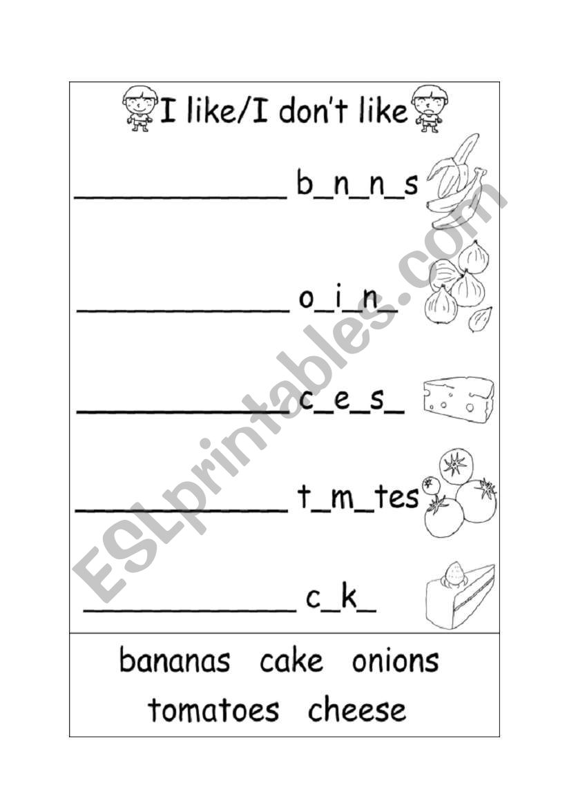 food worksheet