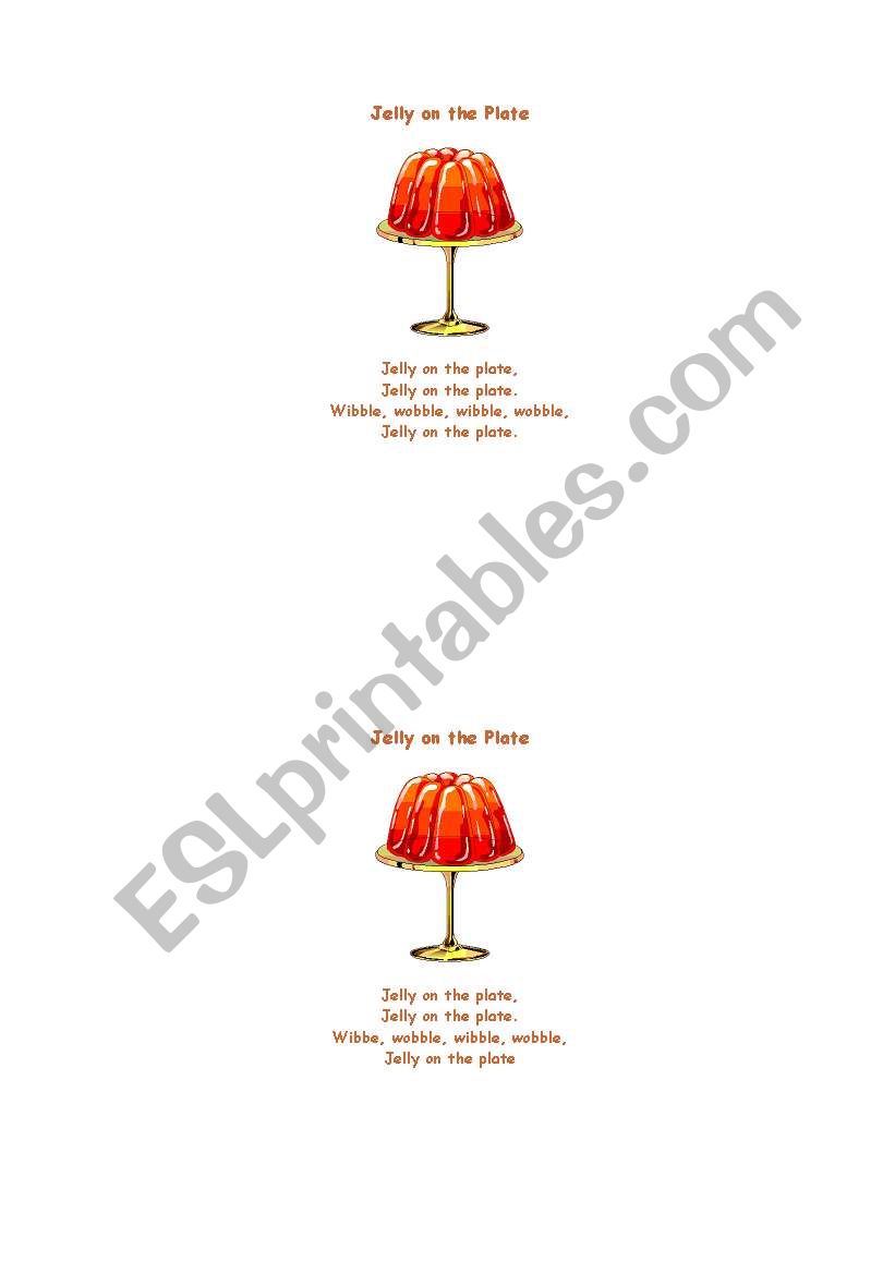 Jelly on the plate (song) worksheet