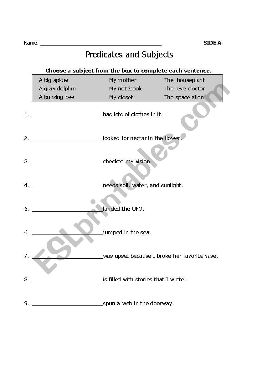 pronoun worksheet