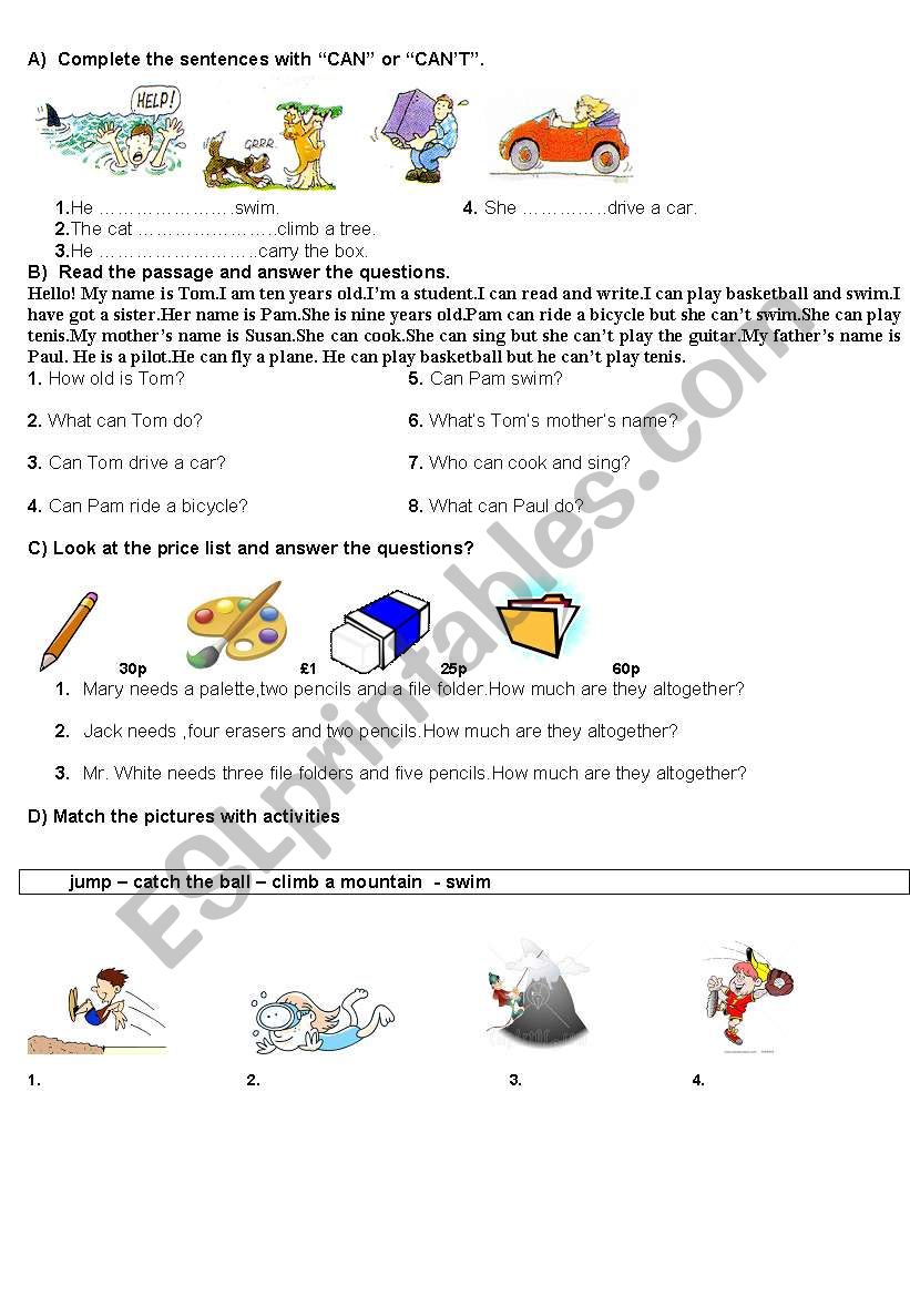 can worksheet