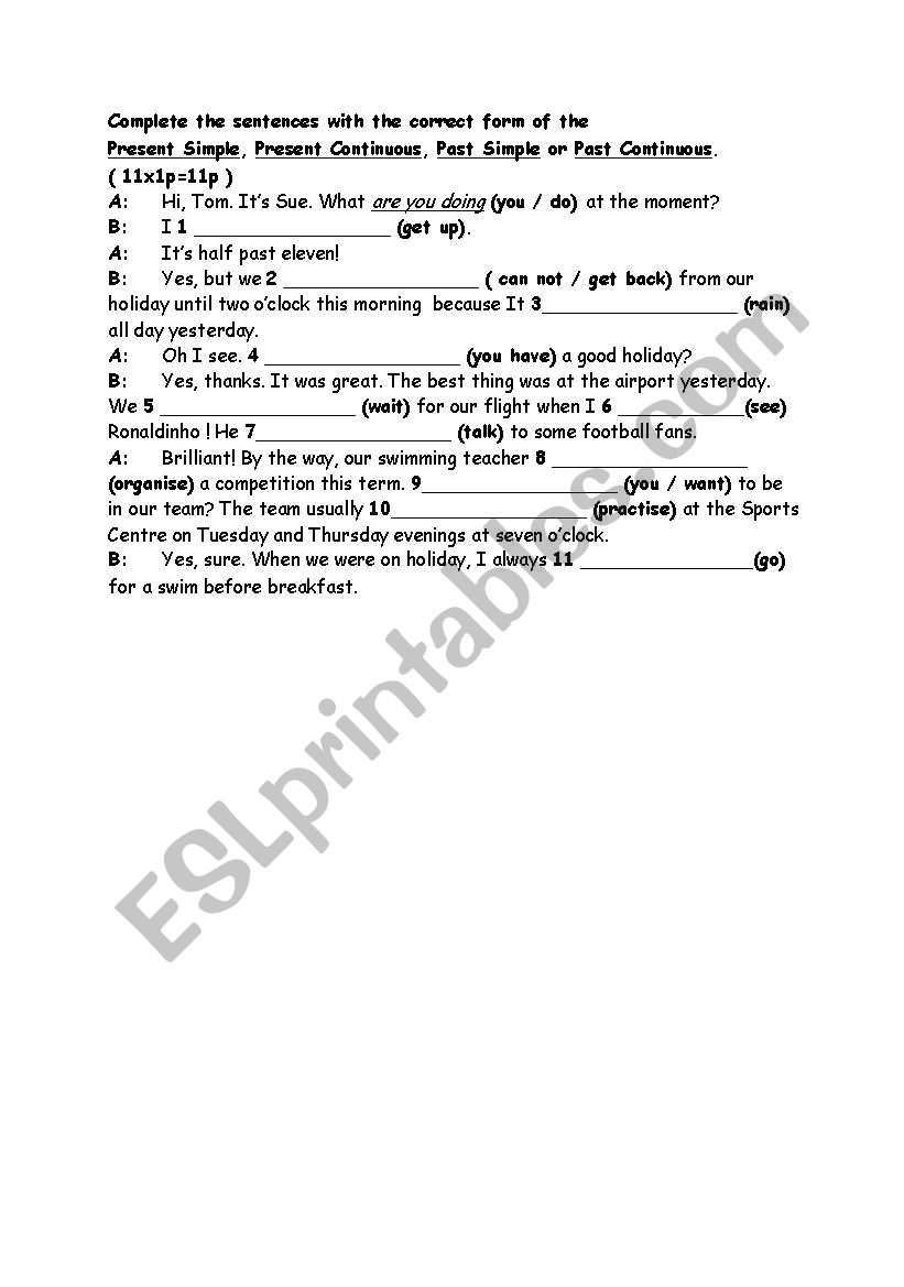 present and past tenses worksheet