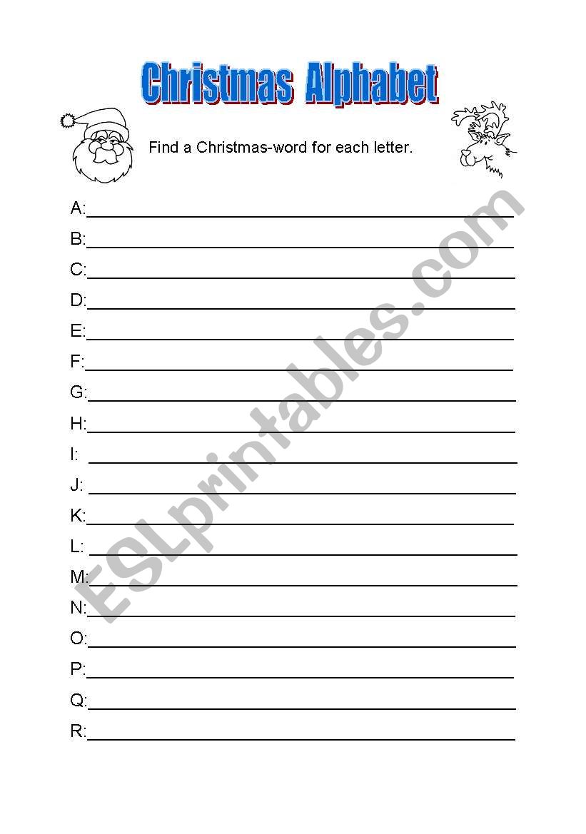 Christmas Alphabet worksheet