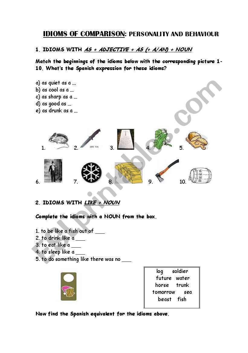 Idioms of Comparison-1 worksheet
