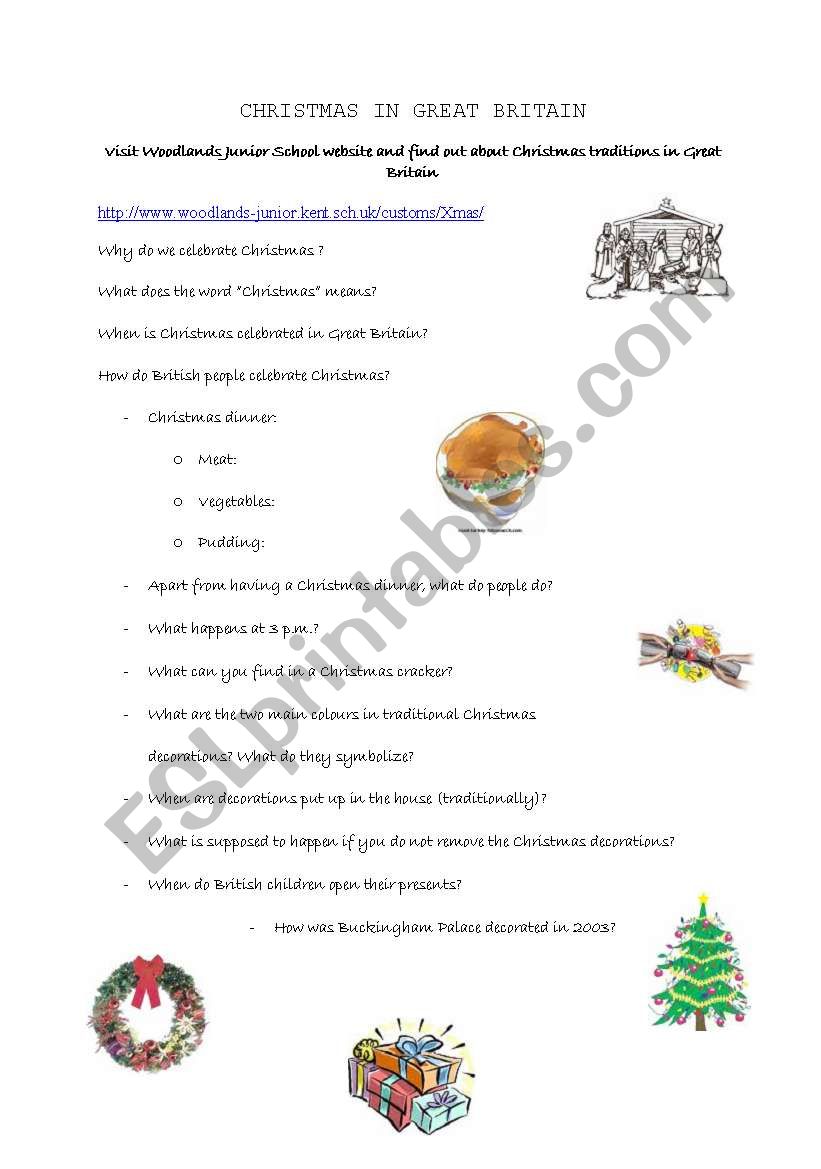 Christmas in GB a webquest worksheet