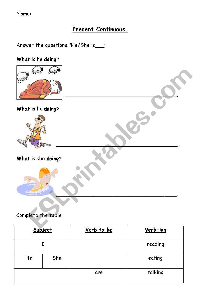 Present continuous worksheet worksheet