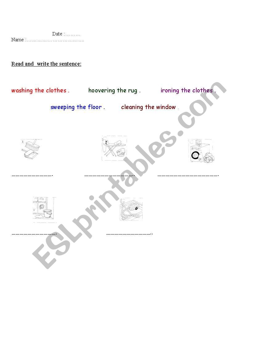 daily activities worksheet