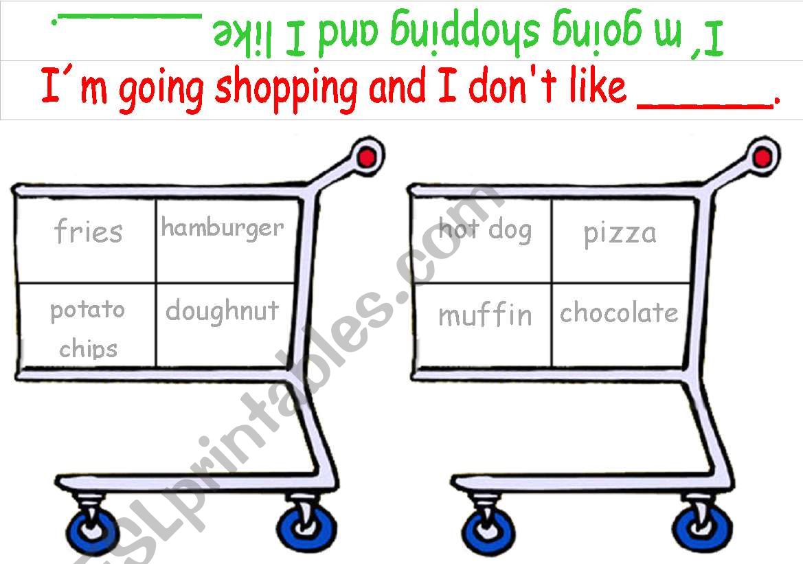 Shopping Game (Junk Food) worksheet