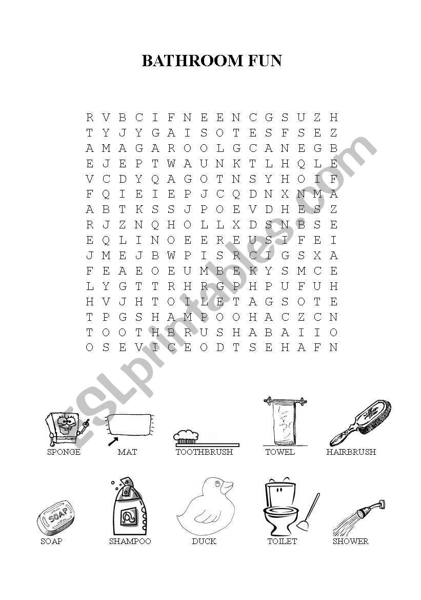 Bathroom fun worksheet