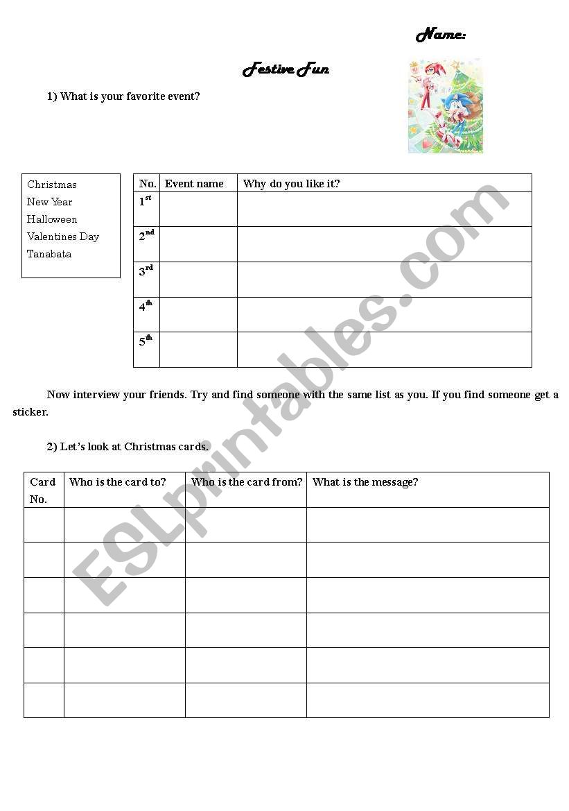 Christmas Cards worksheet